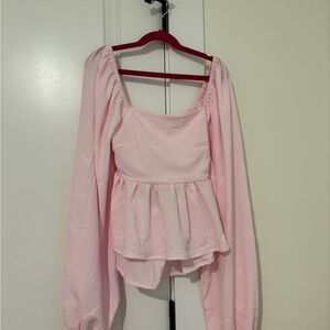 Altar'd State Light Pink Peplum Blouse